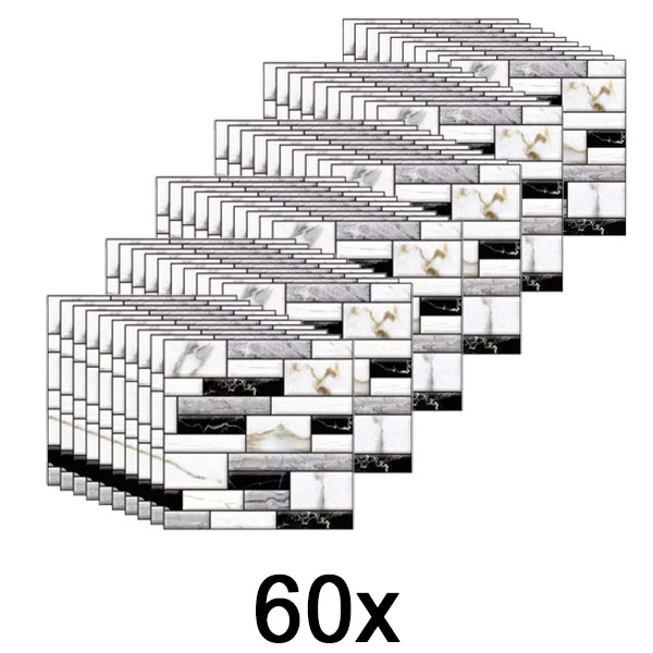 6x 3D muurstickers met marmeren uitstraling (10 stuks) | MARBLEBLOCKS